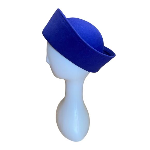 1950s Royal Blue Wool Halo Hat – Sculptural Vintage Tilt Hat main image 5